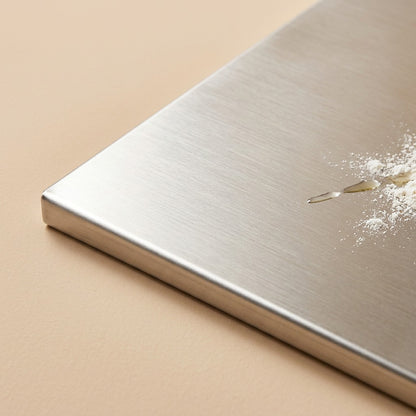 Steelslice™ Stainless Steel Cutting Board, material and detail close-up
