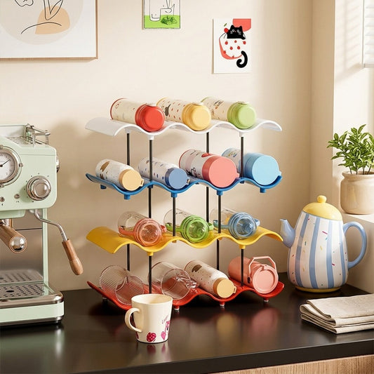 Cupstack™ Multi-Layer Coffee Cup Storage Rack in a calm home setting