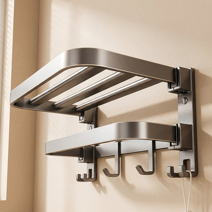 Foldrail™ Gun Gray Folding Towel Rack, material and detail close-up