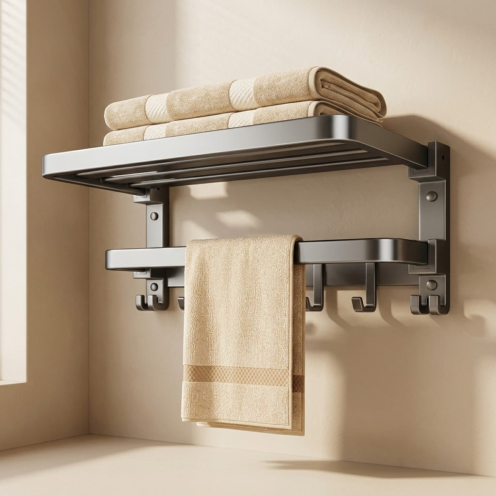 Foldrail™ Gun Gray Folding Towel Rack