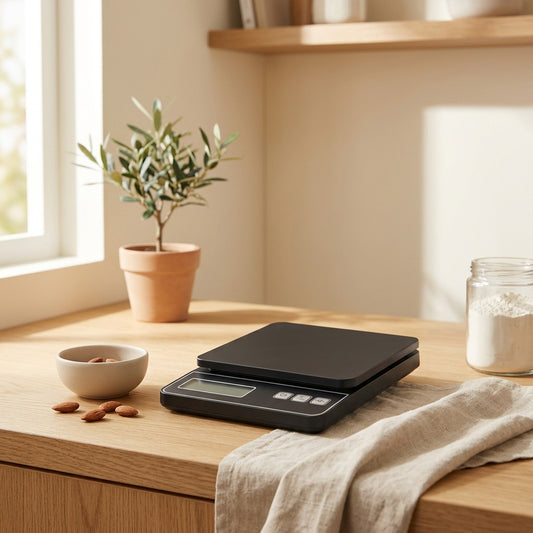 Gramglance™ Battery-Powered Kitchen Electronic Scale in a calm home setting