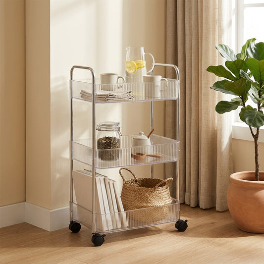 Cartkeep™ Plastic Trolley Storage Rack in a calm home setting