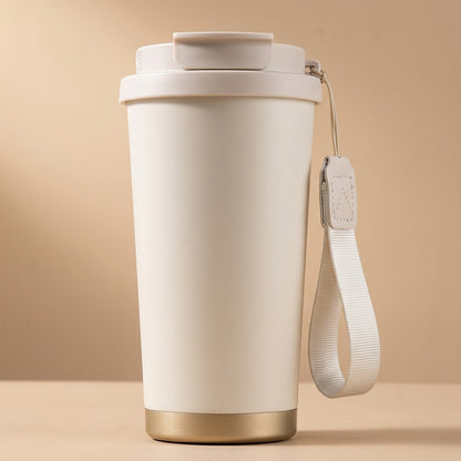 Lilypour™ Lily Of The Valley Stainless Steel Coffee Cup, material and detail close-up