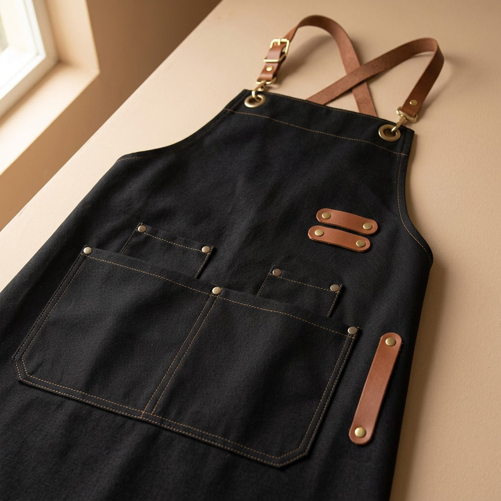 Drycanvas™ Water-Repellent Canvas Apron, material and detail close-up