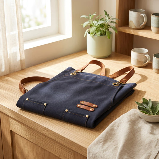 Drycanvas™ Water-Repellent Canvas Apron in a calm home setting