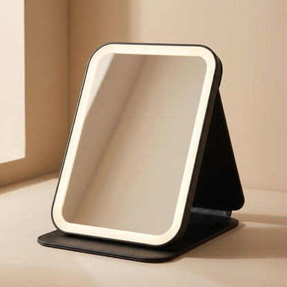 Glowgaze™ LED Desktop Mirror, material and detail close-up