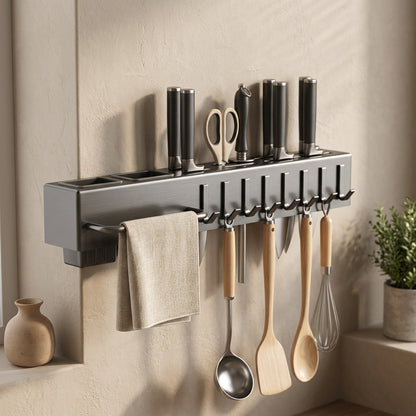 Edgebar™ Carbon Steel Wall-Mounted Knife Rack, styled close view