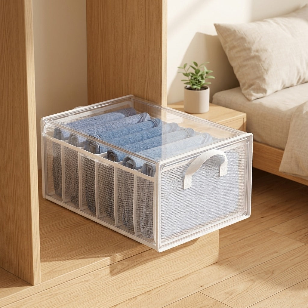Foldcrate™ Foldable PVC Clothes Storage Box in a calm home setting
