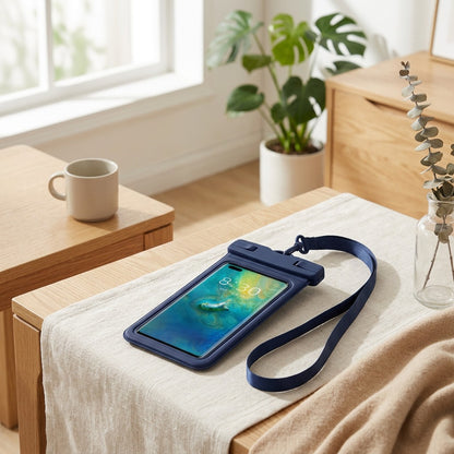 Pocketide™ PVC Waterproof Phone Bag in a calm home setting