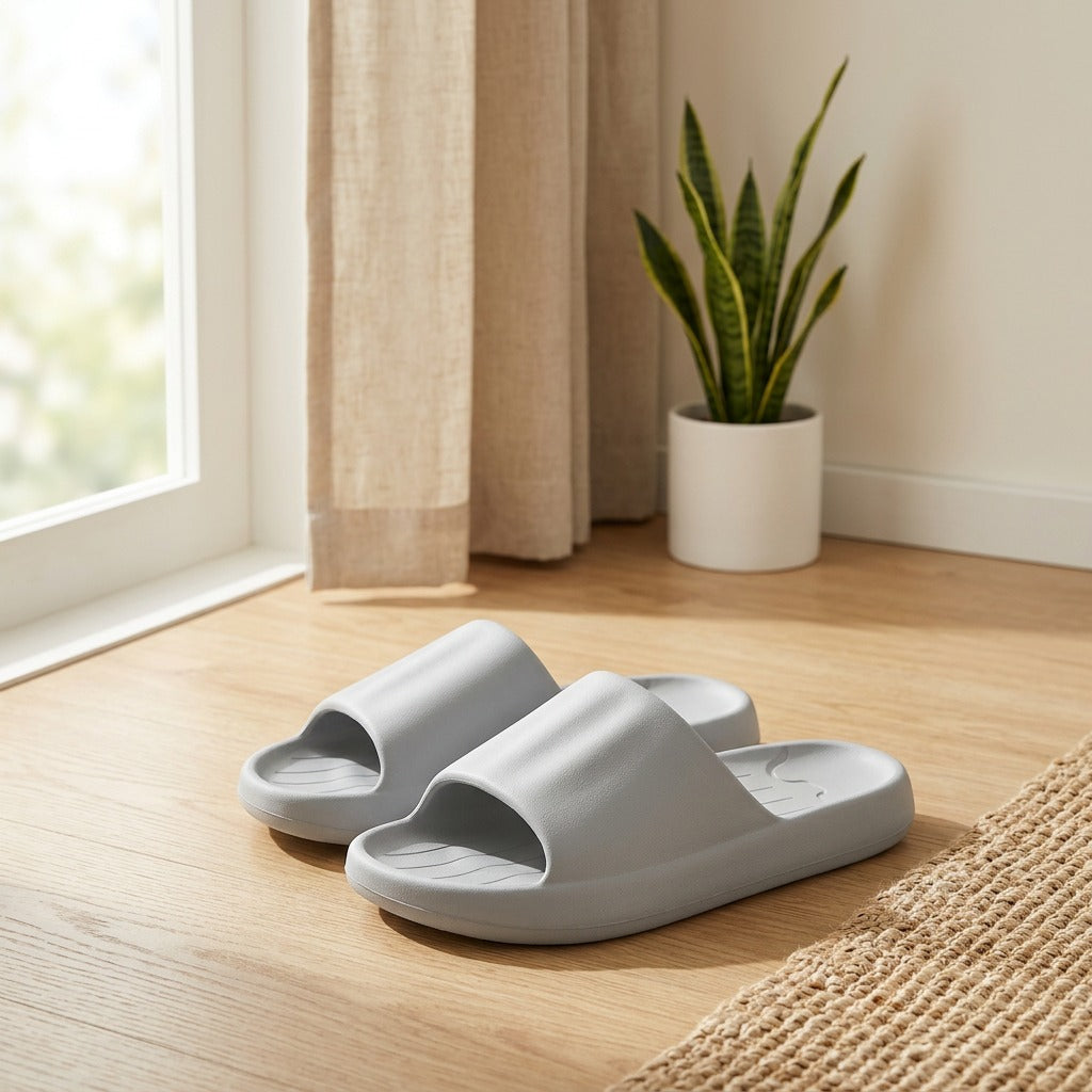 Toecove™ EVA Covered-Toe Slippers in a calm home setting