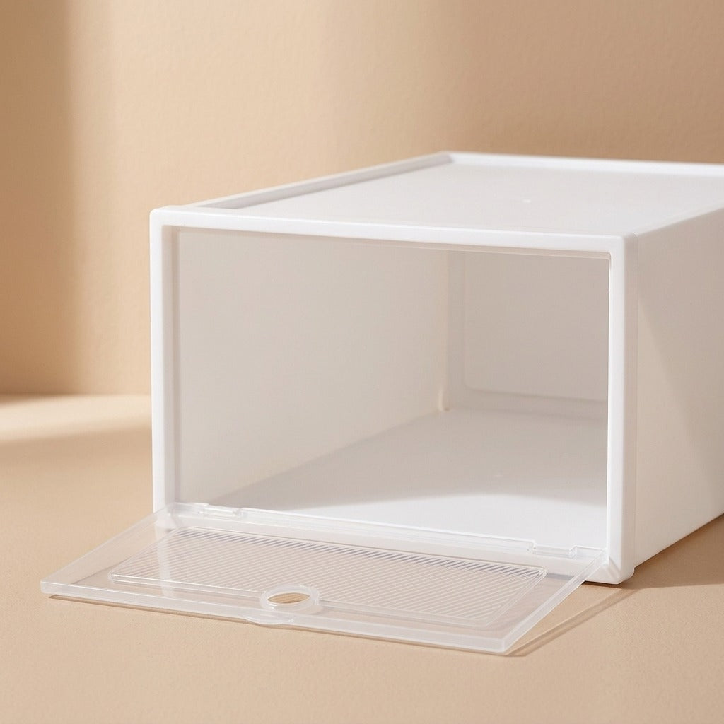 Solestack™ Stackable Plastic Shoe Box, material and detail close-up