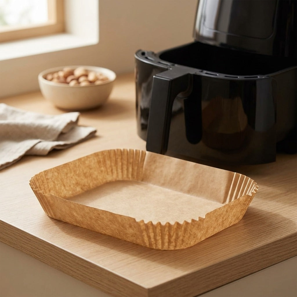 Parchcrisp™ Silicone Paper Air Fryer Sheets, styled close view