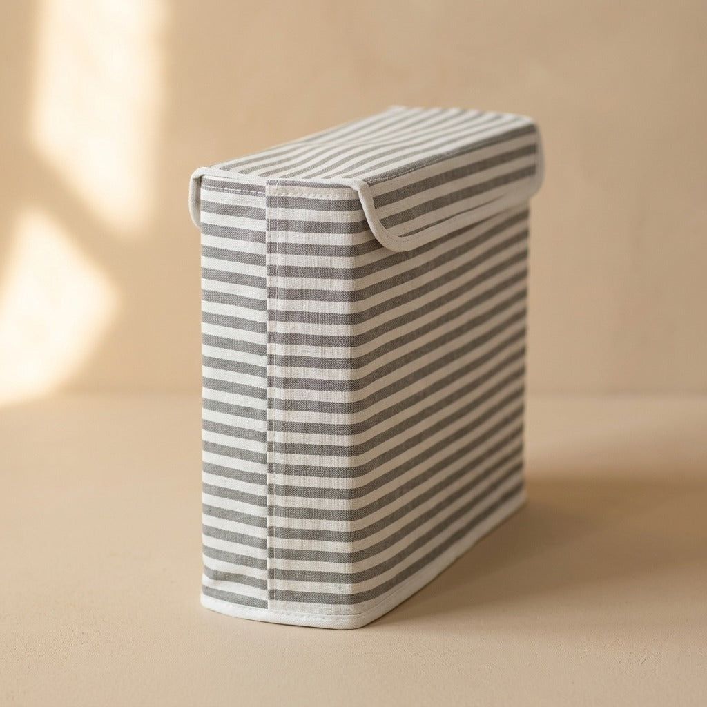 Stripefold™ Striped Foldable Storage Basket, material and detail close-up