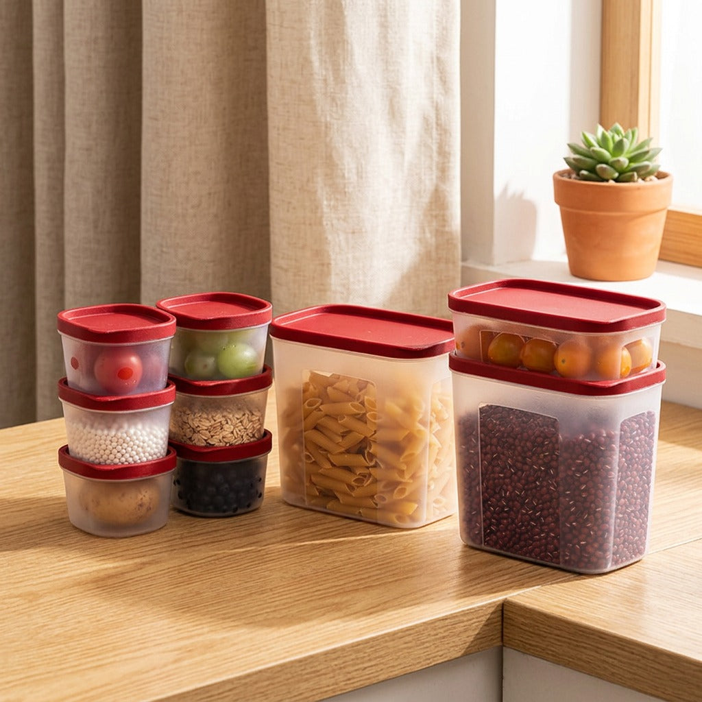 Roundkeep™ Plastic Cylindrical Food Storage Box in a calm home setting