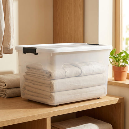 Wearstash™ Plastic Clothing Storage Box in a calm home setting