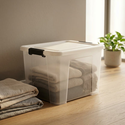 Wearstash™ Plastic Clothing Storage Box, styled close view