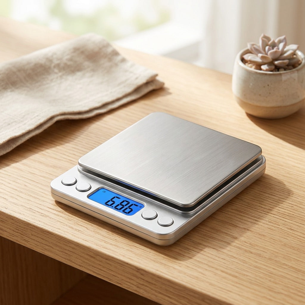 Palmgram™ Electronic Pocket Scale in a calm home setting