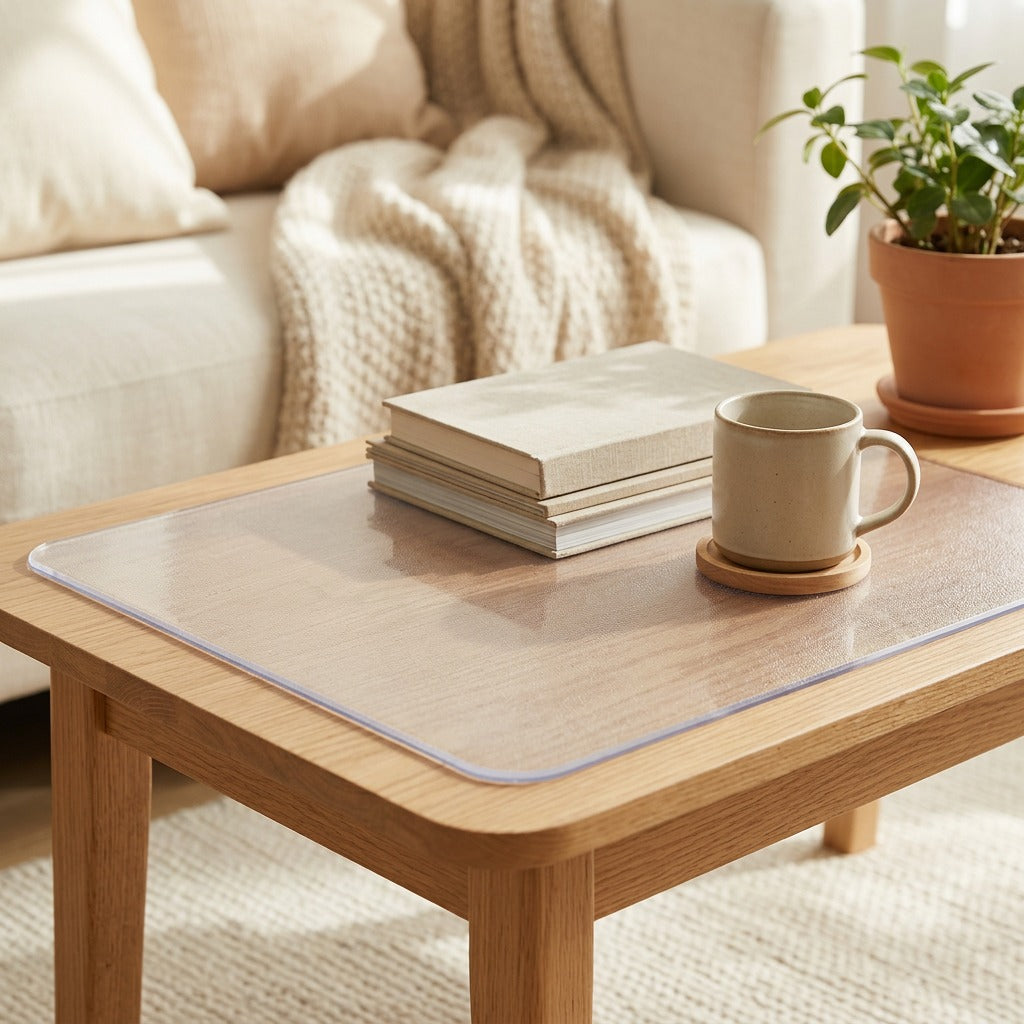 Matguard™ PVC Coffee Table Mat in a calm home setting