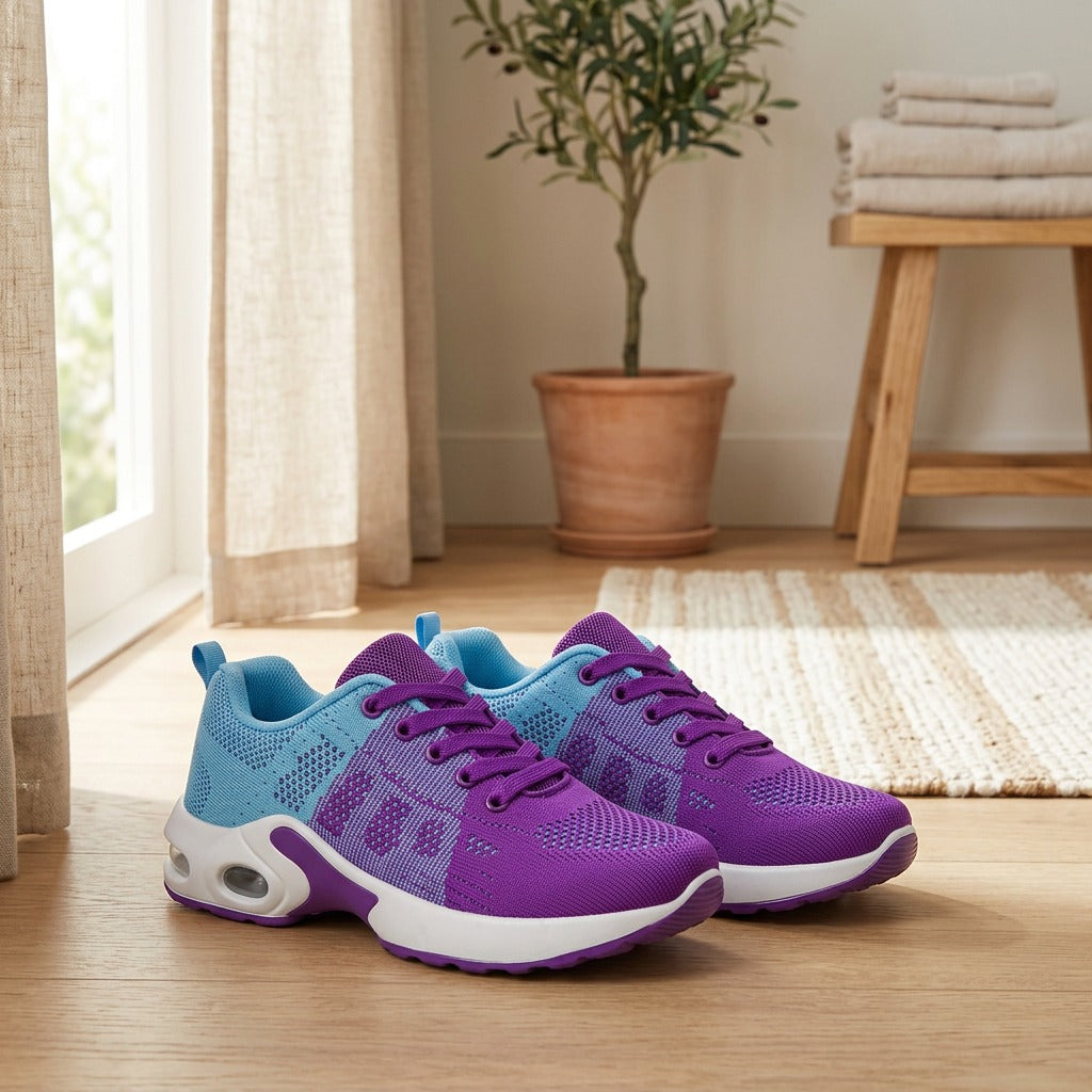 Flexstride™ Mesh Spring Running Shoes in a calm home setting