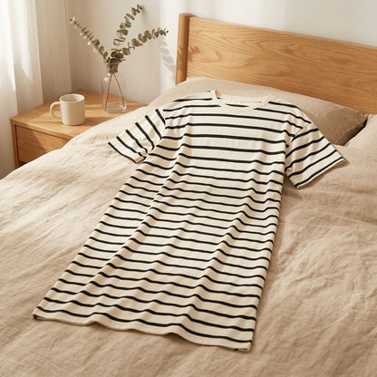 Summersoft™ Round Neck Polyester Summer Nightgown in a calm home setting