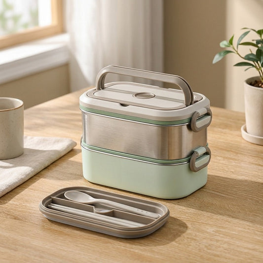 Steelkeep™ 304 Stainless Steel Lunch Box, styled close view