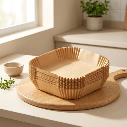 Parchfit™ Air Fryer Parchment Paper Liners in a calm home setting