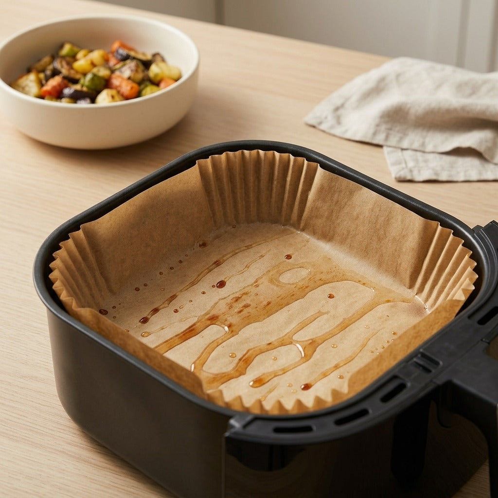 Parchfit™ Air Fryer Parchment Paper Liners, styled close view