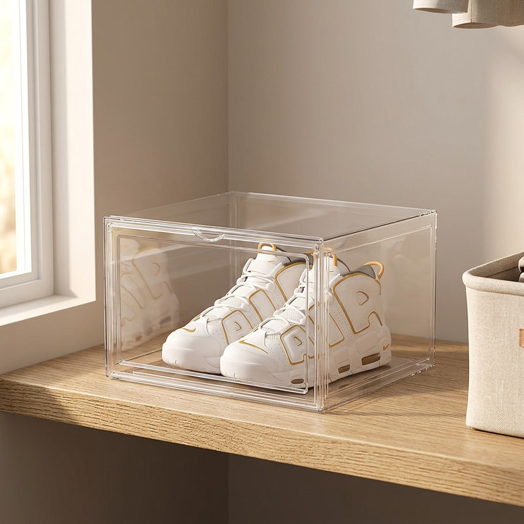 Clearshoe™ Transparent Acrylic Shoe Storage Box, styled close view
