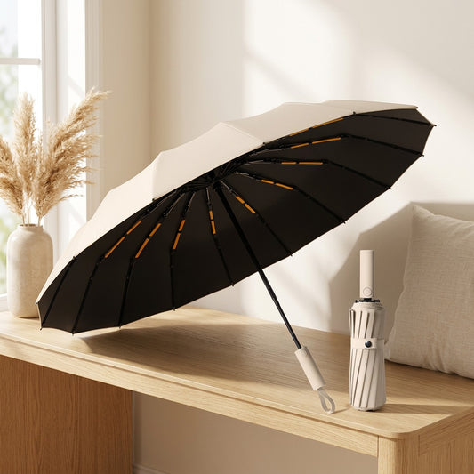 Sunshower™ Folding Umbrella for Sun and Rain in a calm home setting