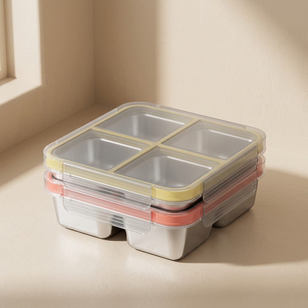 Quadmeal™ 304 Stainless Steel Four-Compartment Lunch Box