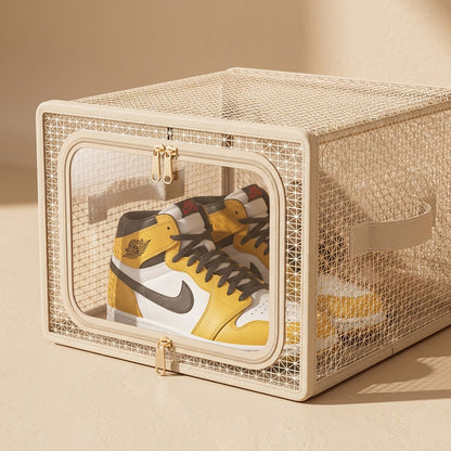 Shoenook™ Foldable Fabric Shoe Storage Box, material and detail close-up