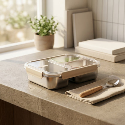 Bentoform™ 304 Stainless Steel Bento Lunch Box, styled close view