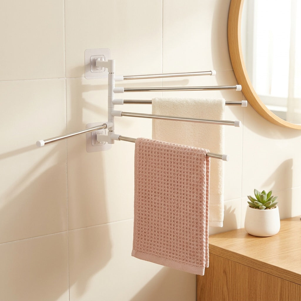 Spincloth™ Plastic Rotating Towel Rack in a calm home setting