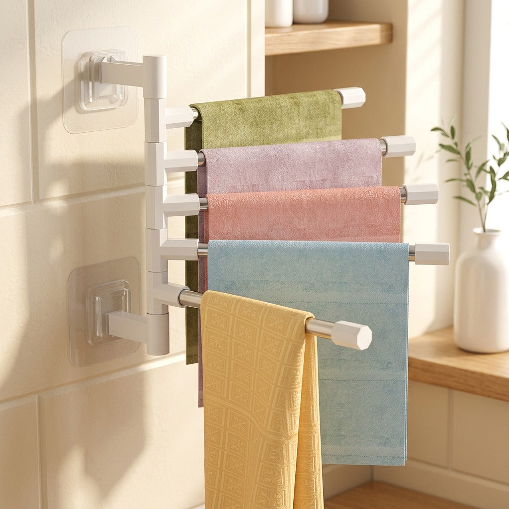 Spincloth™ Plastic Rotating Towel Rack, styled close view