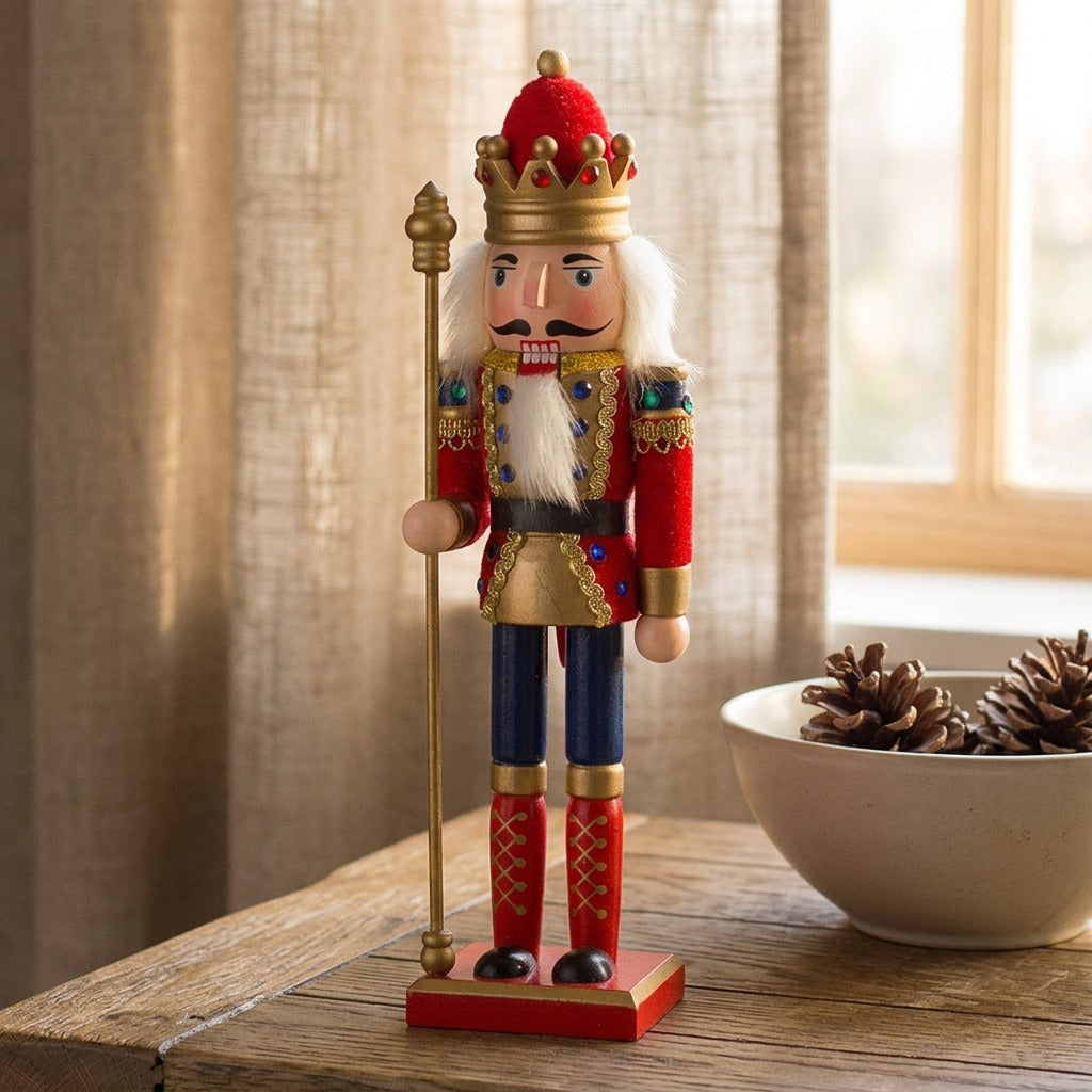 Pineguard™ Lotus Wood Christmas Soldier Decoration, styled close view