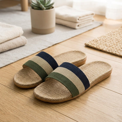Linenrest™ Linen Four Seasons Slippers, styled close view
