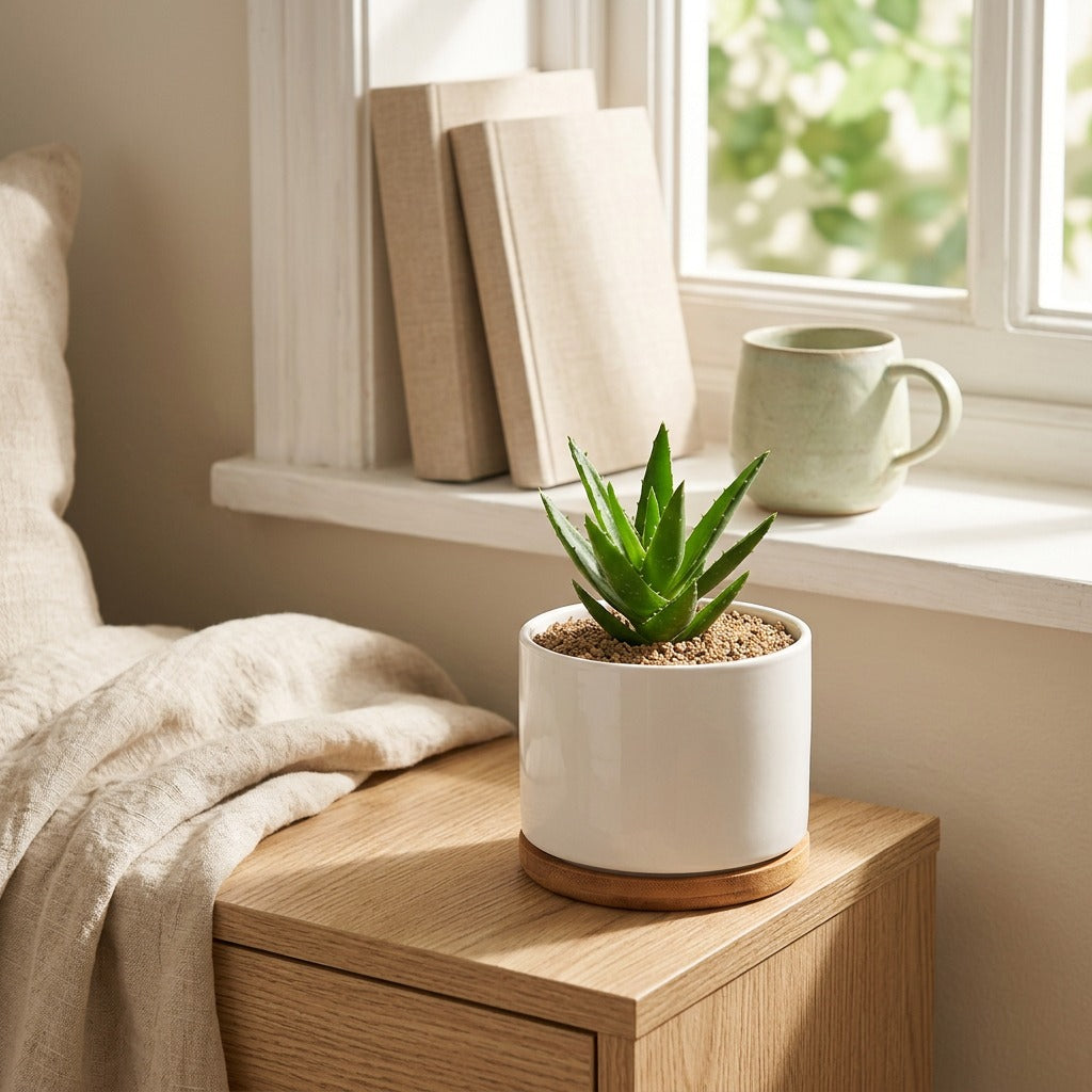 Rootclay™ Ceramic Succulent Flower Pot, styled close view