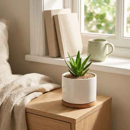 Rootclay™ Ceramic Succulent Flower Pot, styled close view