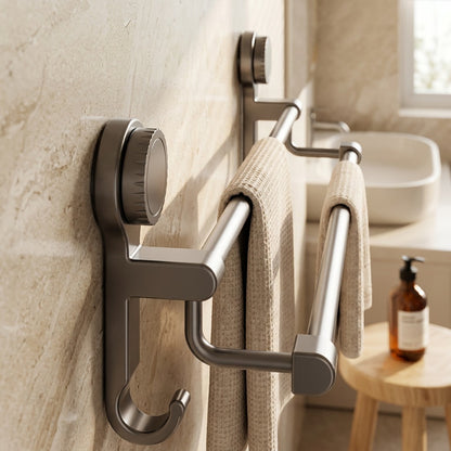 Griptowel™ Suction Cup Bathroom Towel Rack, styled close view