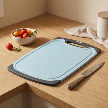 Strawcut™ Wheat Straw Plastic Cutting Board, styled close view