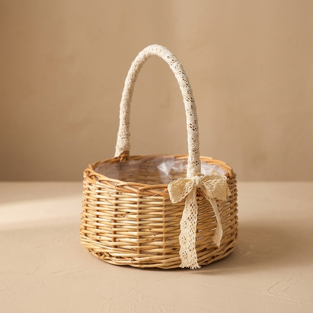 Petalweave™ Wicker Flower Arrangement Basket, material and detail close-up