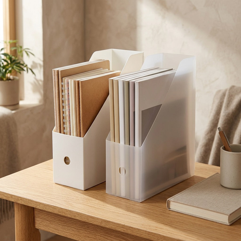 Foldfile™ Foldable Plastic File Storage Box, styled close view