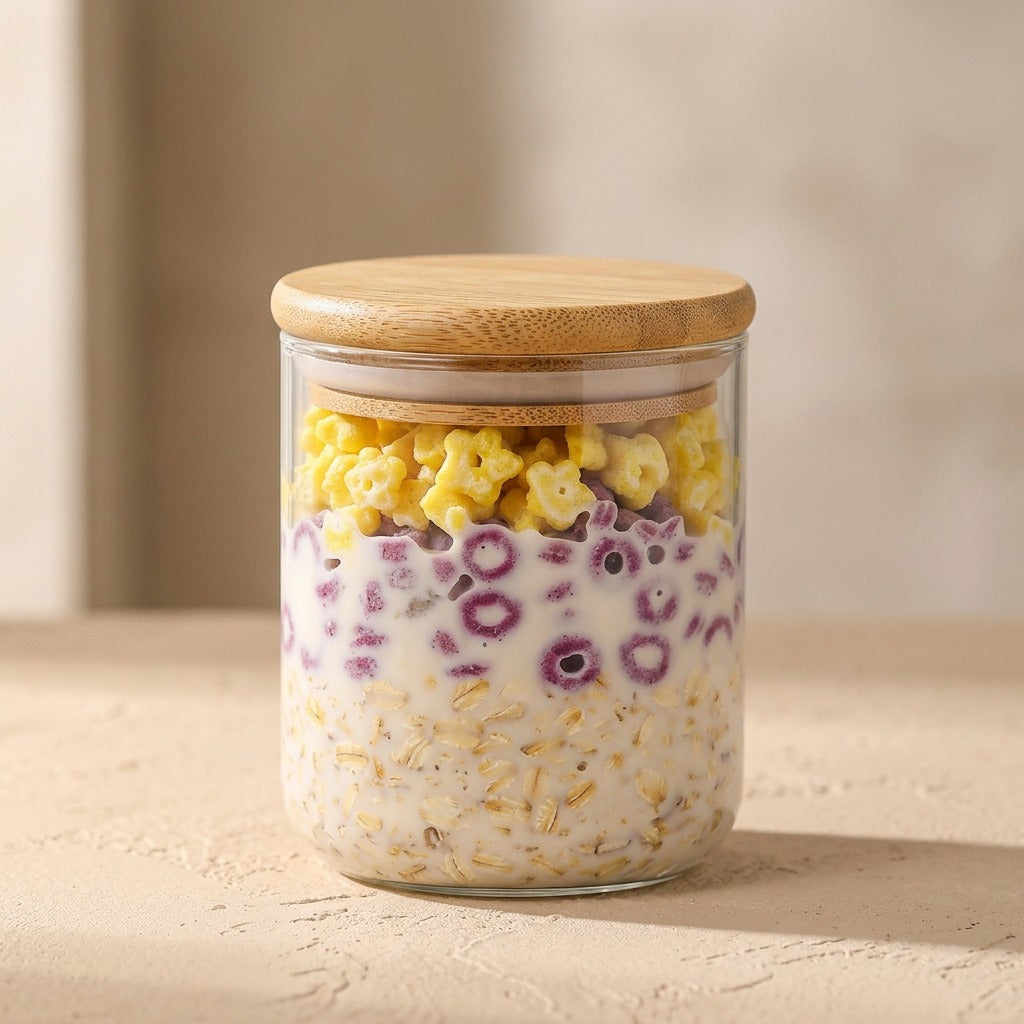Jarwood™ Glass Storage Jar With Bamboo Lid, material and detail close-up