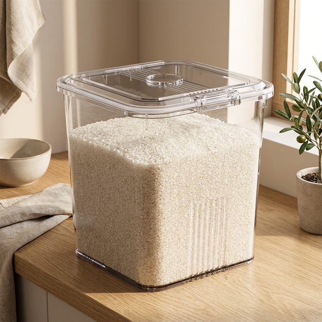 Grainstow™ PP Plastic Rice Storage Container in a calm home setting