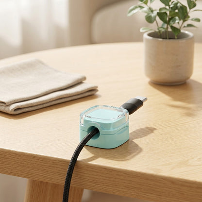 Clipmag™ Adhesive Magnetic Cable Organizer Clip in a calm home setting