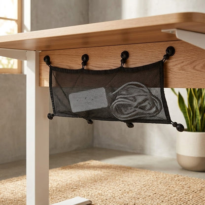 Meshperch™ Mesh Under-Desk Power Strip Storage Net, styled close view