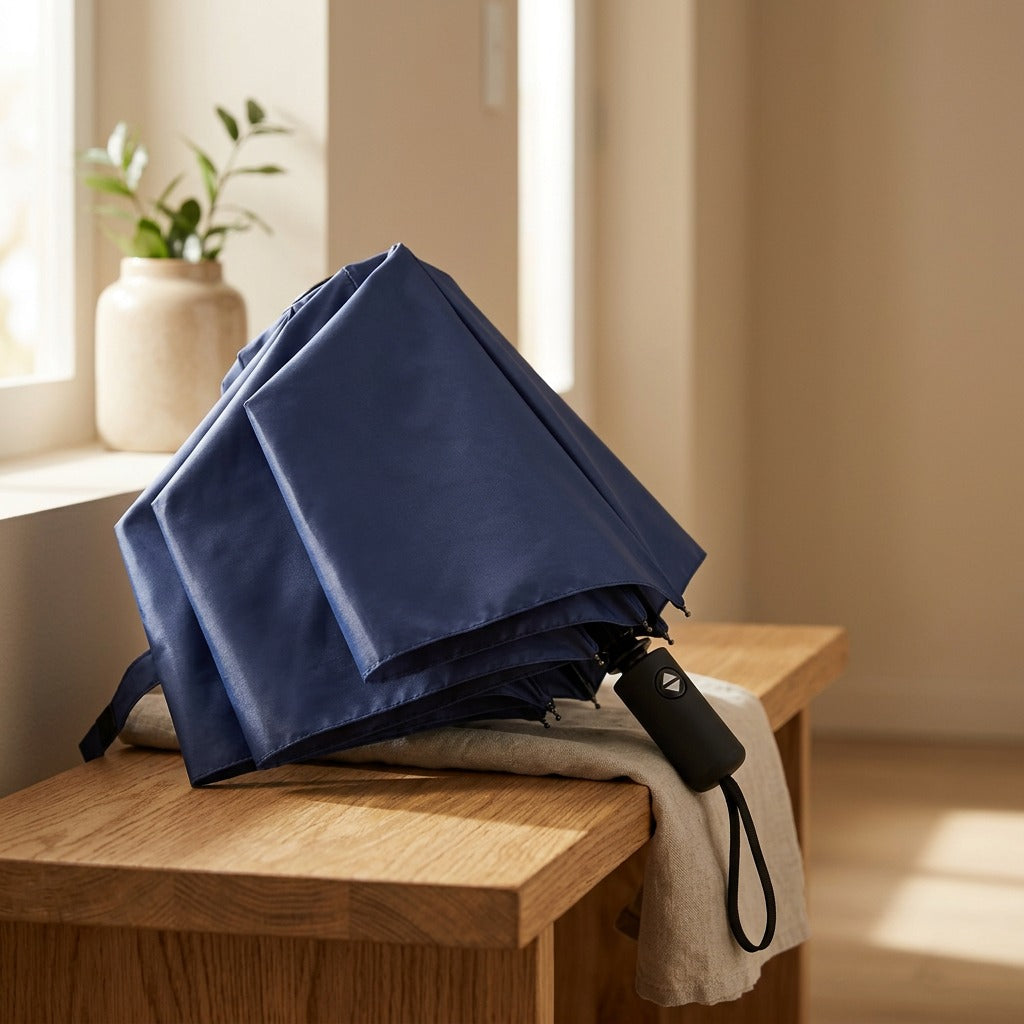 Rainseal™ Vinyl-Coated Folding Umbrella, styled close view