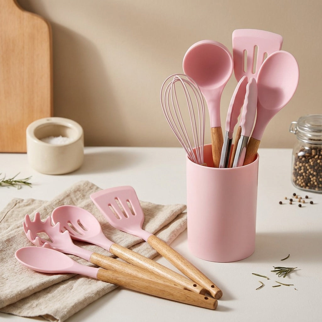 Stirpair™ Silicone Spatula and Spoon Set, styled close view