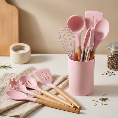 Stirpair™ Silicone Spatula and Spoon Set, styled close view