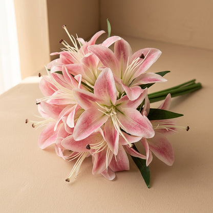 Lilyglow™ 6-Head Artificial Lily Bouquet, material and detail close-up